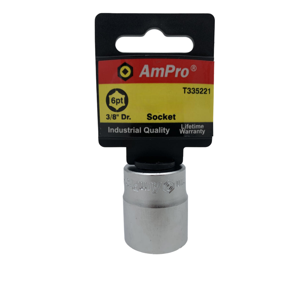 Copa milimetrica corta acero cromo vanadio cuadrante 3/8" x 6 puntos Ampro