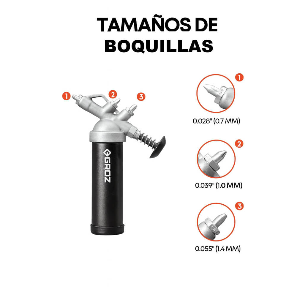 Mini engrasadora de empuje 3onzas con 3 boquillas intercambiables G3P Groz