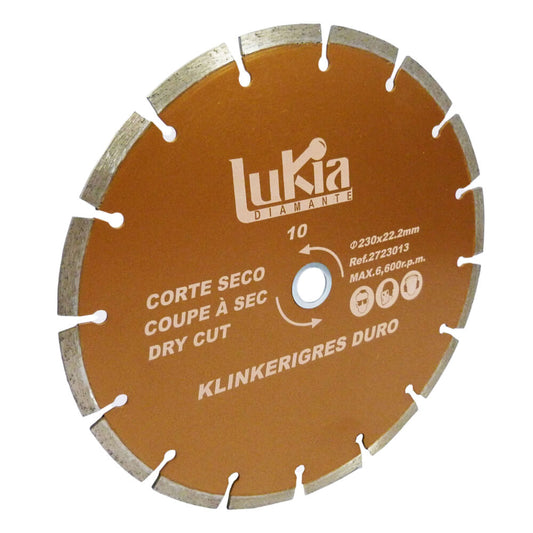 Disco diamantado corte seco profesional segmentado 9 Pulgadas x 22.2 Dorado 2723013 Lukia