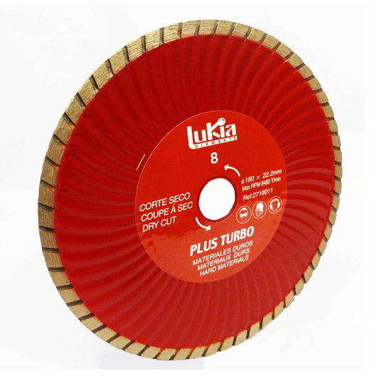 Disco diamantado corte seco profesional turbo 7 Pulgadas x 22.2 rojo  2718011 Lukia