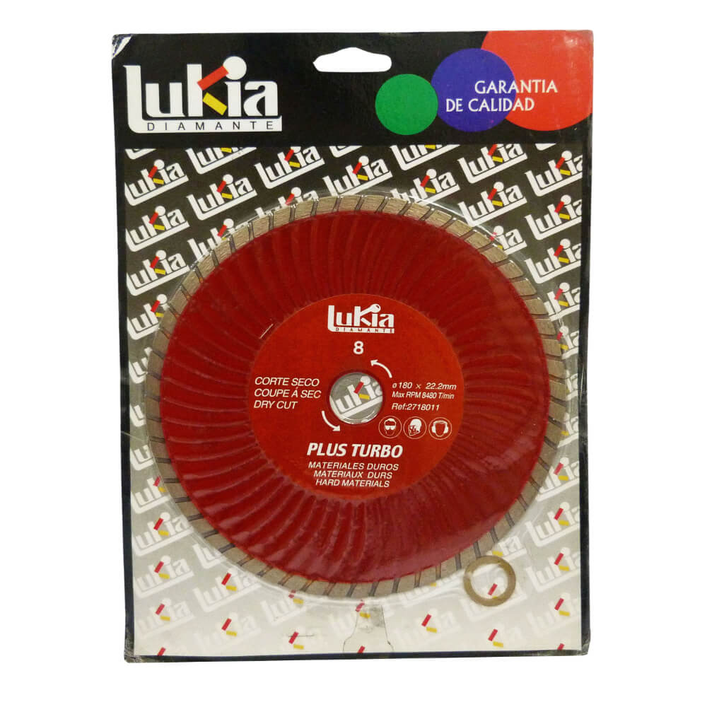 Disco diamantado corte seco profesional turbo 7 Pulgadas x 22.2 rojo 2718011 Lukia