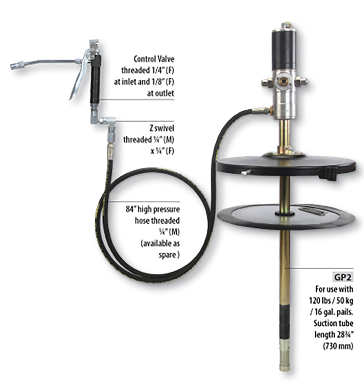 Engrasadora neumatica 60 libras con ruedas BGRP/30 Groz
