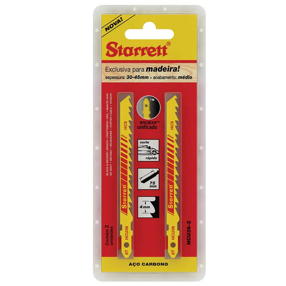 Hojas sierra caladora para madera 3x6 dientes alto carbono 2 piezas HCU36-2 Starrett