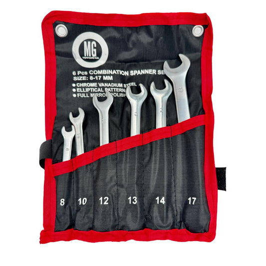 Juego de llaves combinadas brillantes milimétricas estuche en lona bjt196e MG Black Jack