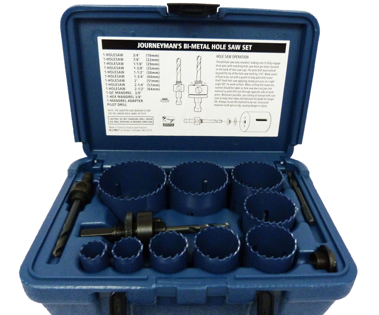 Juego de sierra copas hss 12 piezas 3/4 a 2.1/2 ref. 9596d Blumol