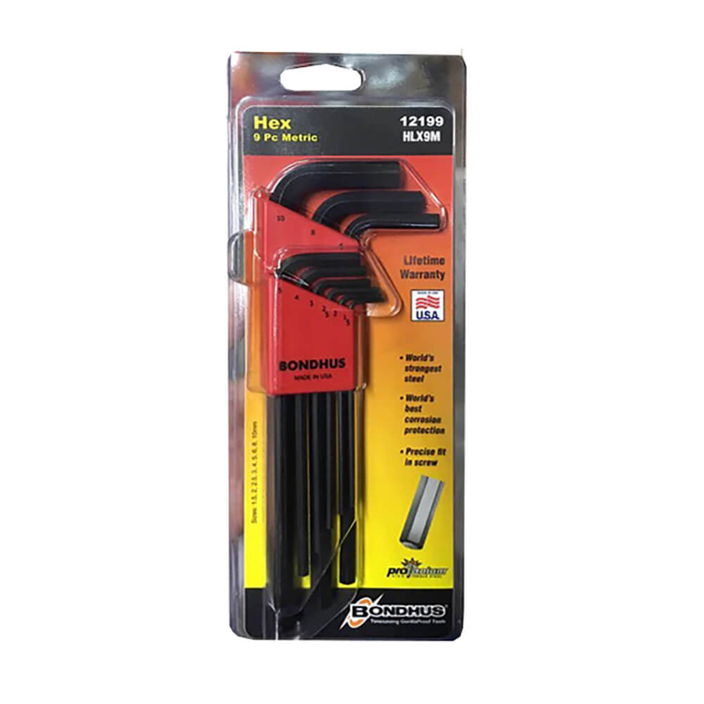 Juego de llaves allen largas 9 piezas 1.5 a 10.00 mm 12199 Bondhus