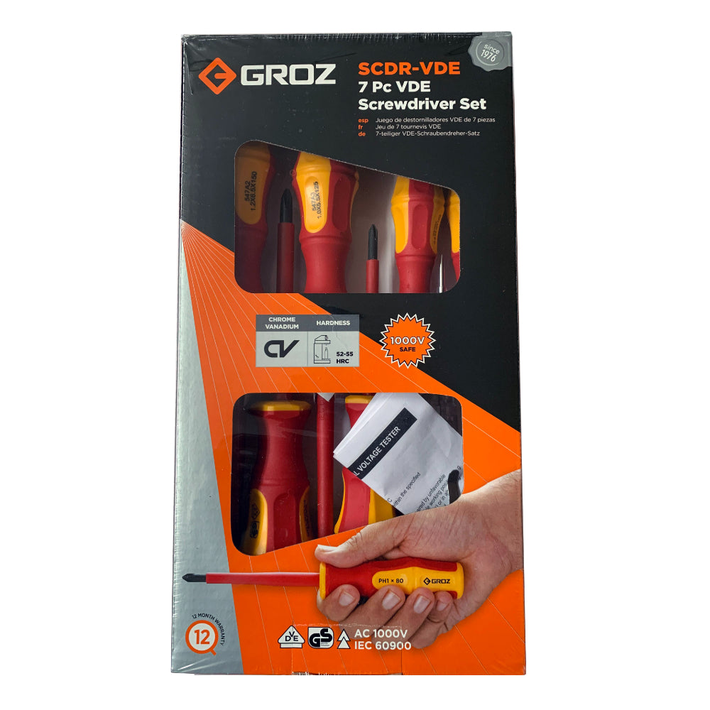 Juego de destornilladores electricista 7 piezas SCDR/VDE/7/ST Groz
