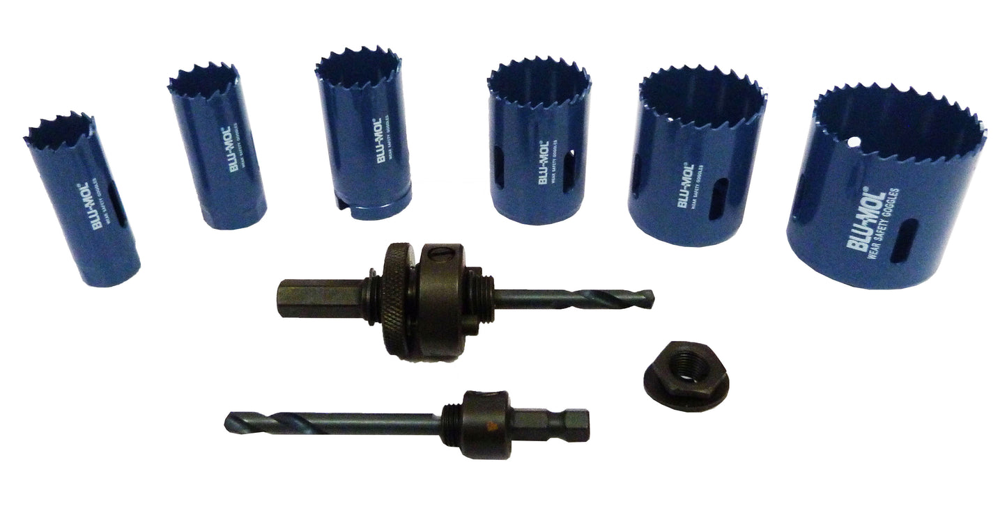 Juego de sierra copas hss 9 piezas 7/8 a 2.1/8 ref. 9591d Blumol