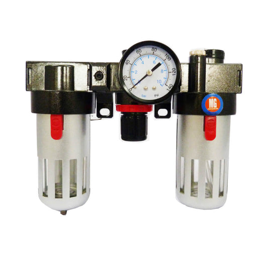 Regulador, lubricador y filtro MF-10 con manómetro MG Wufu