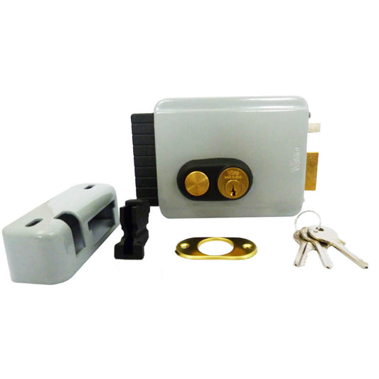 Cerradura electrica doble cilindro y boton, gris V97 derecha e izquierda Ref. 8972 Viro