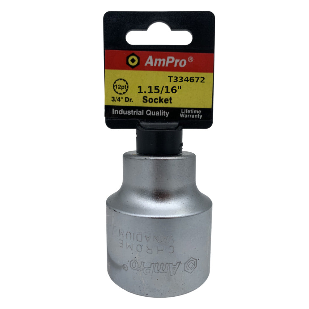 Copa en pulgadas corta acero cromo vanadio cuadrante 3/4" x 12 puntos Ampro