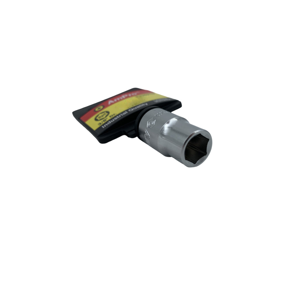 Copa milimetrica corta acero cromo vanadio cuadrante 3/8" x 6 puntos Ampro