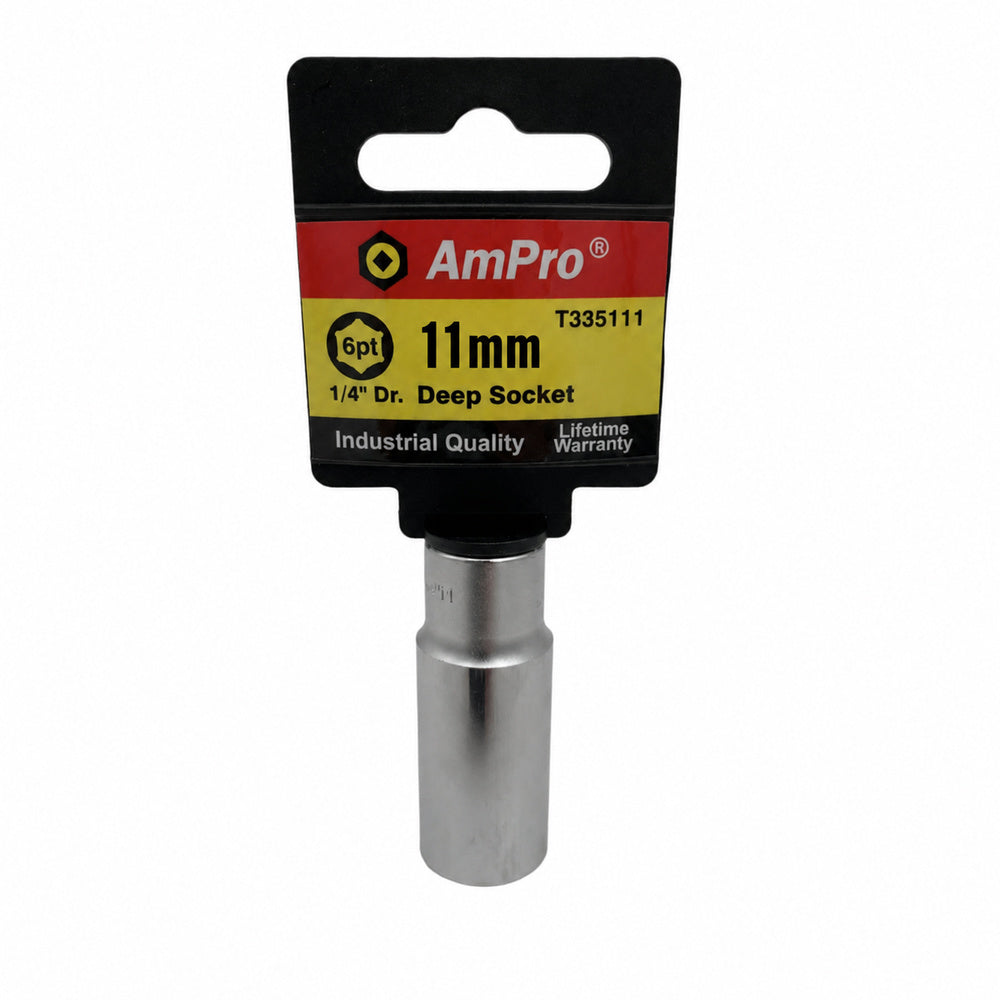 Copa milimetrica larga acero cromo vanadio cuadrante 1/4" x 6 puntos Ampro