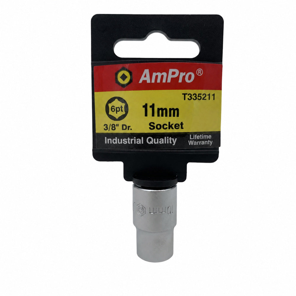 Copa milimetrica corta acero cromo vanadio cuadrante 3/8" x 6 puntos Ampro