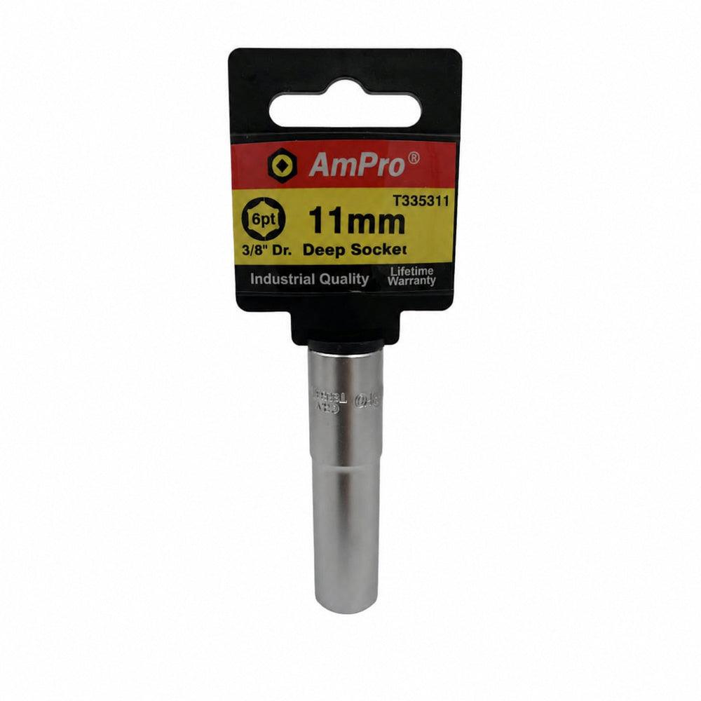 Copa milimetrica larga acero cromo vanadio cuadrante 3/8" x 6 puntos Ampro