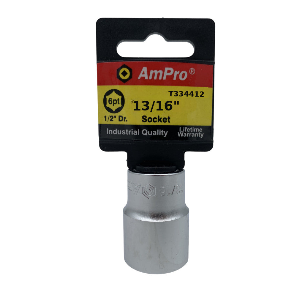 Copa en pulgadas corta acero cromo vanadio cuadrante 1/2" x 6 puntos Ampro