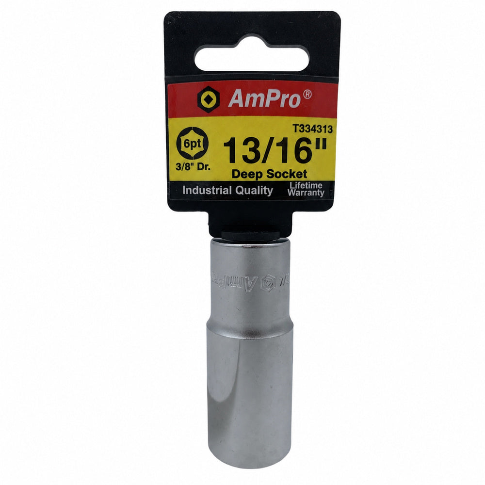 Copa en pulgadas larga acero cromo vanadio cuadrante 3/8" x 6 puntos Ampro
