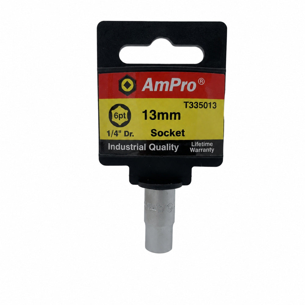 Copa corta milimetrica acero cromo vanadio cuadrante 1/4" x 6 puntos Ampro
