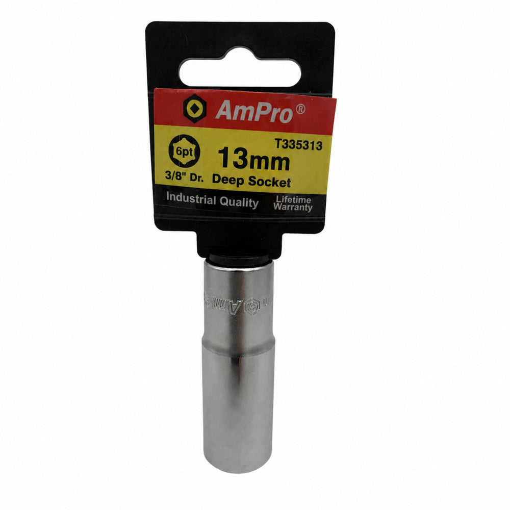 Copa milimetrica larga acero cromo vanadio cuadrante 3/8" x 6 puntos Ampro
