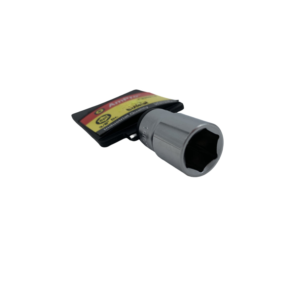 Copa milimetrica corta acero cromo vanadio cuadrante 3/8" x 6 puntos Ampro