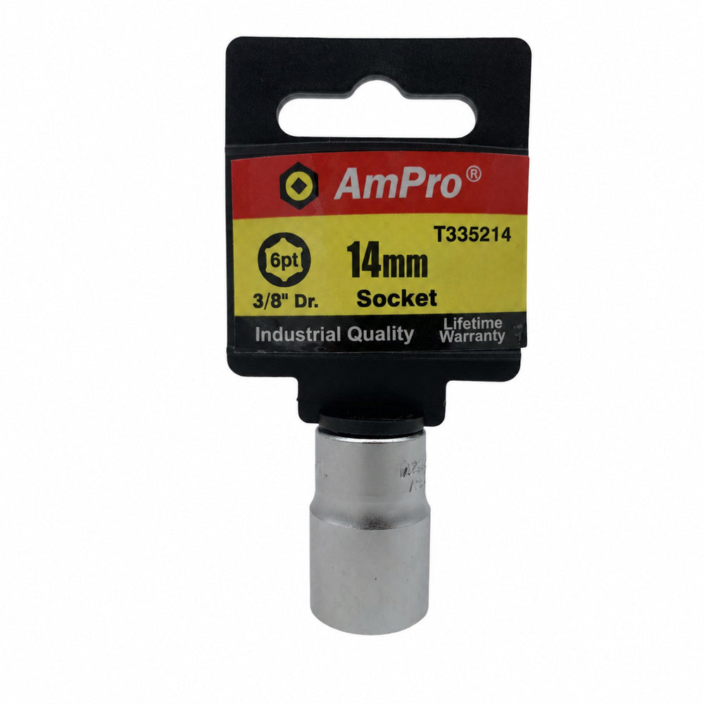 Copa milimetrica corta acero cromo vanadio cuadrante 3/8" x 6 puntos Ampro