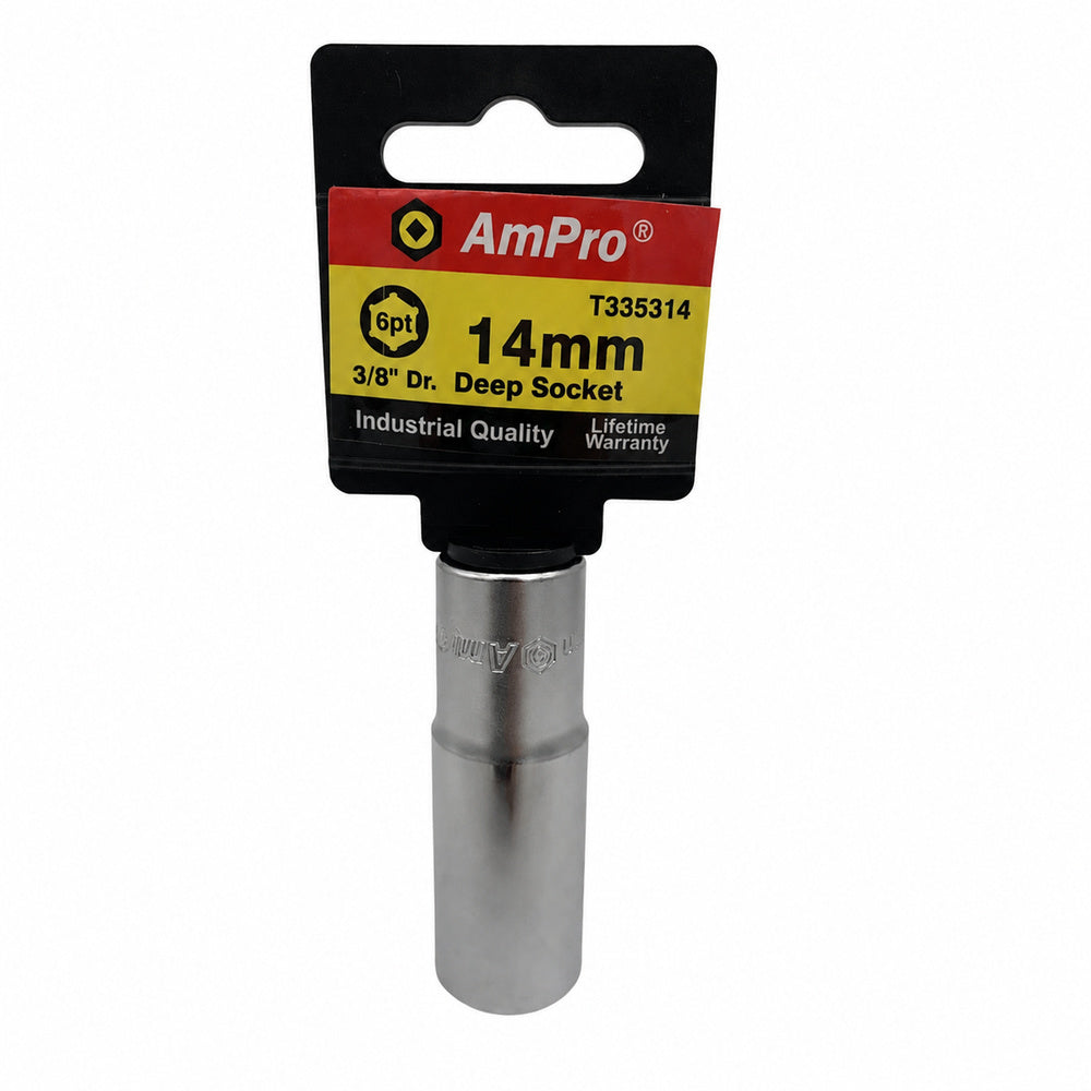 Copa milimetrica larga acero cromo vanadio cuadrante 3/8" x 6 puntos Ampro