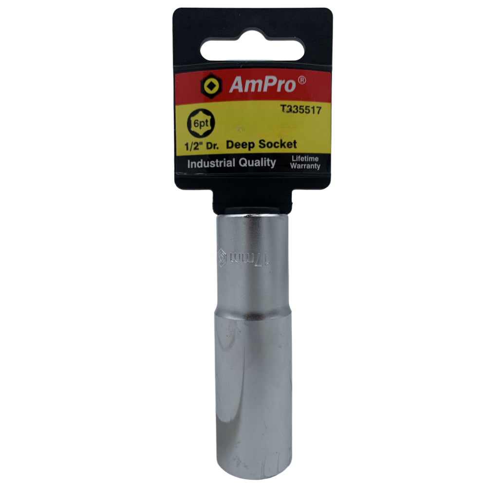 Copa milimetrica larga acero cromo vanadio cuadrante 1/2" x 6 puntos Ampro