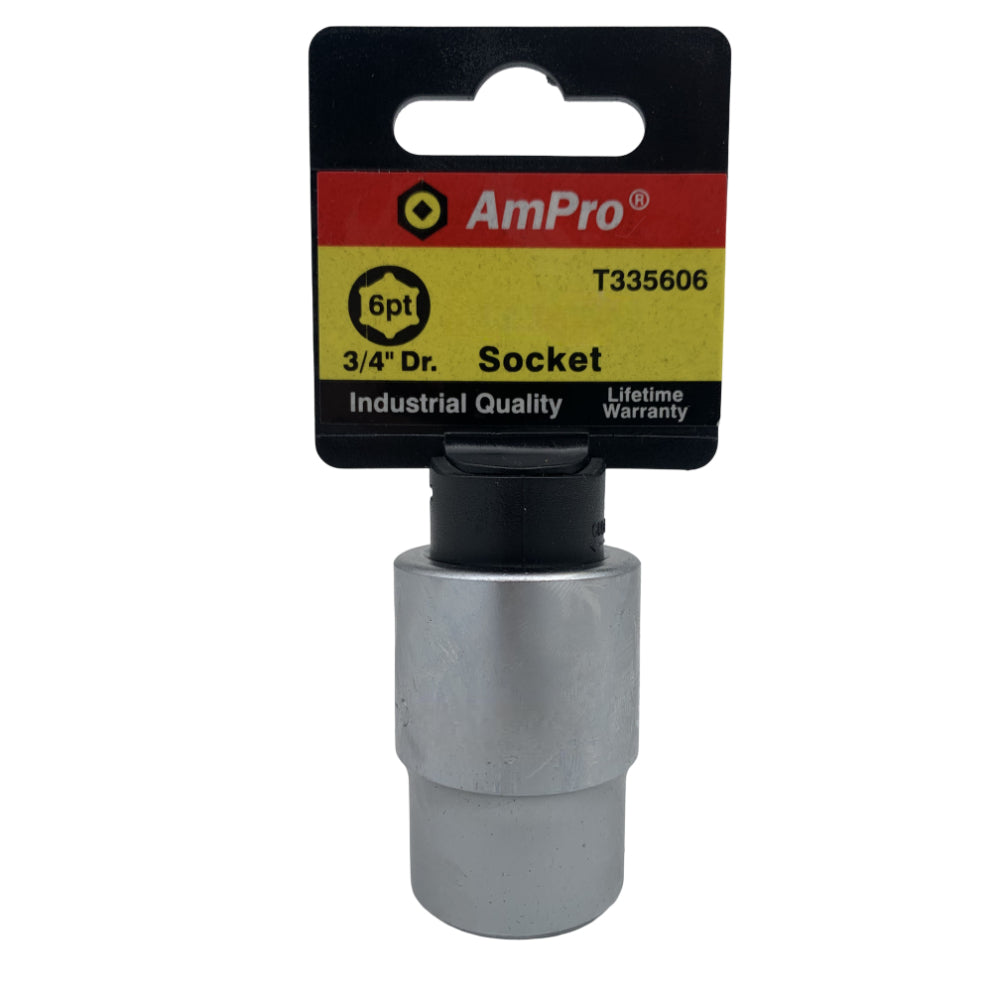 Copa milimetrica corta acero cromo vanadio cuadrante 3/4" x 6 puntos Ampro