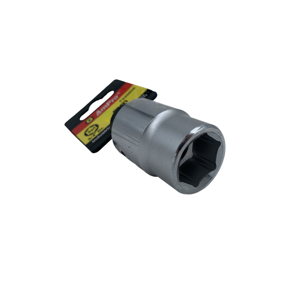 Copa milimetrica corta acero cromo vanadio cuadrante 3/4" x 6 puntos Ampro