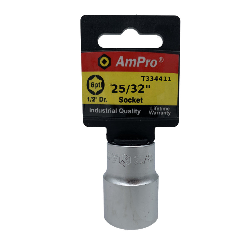 Copa en pulgadas corta acero cromo vanadio cuadrante 1/2" x 6 puntos Ampro