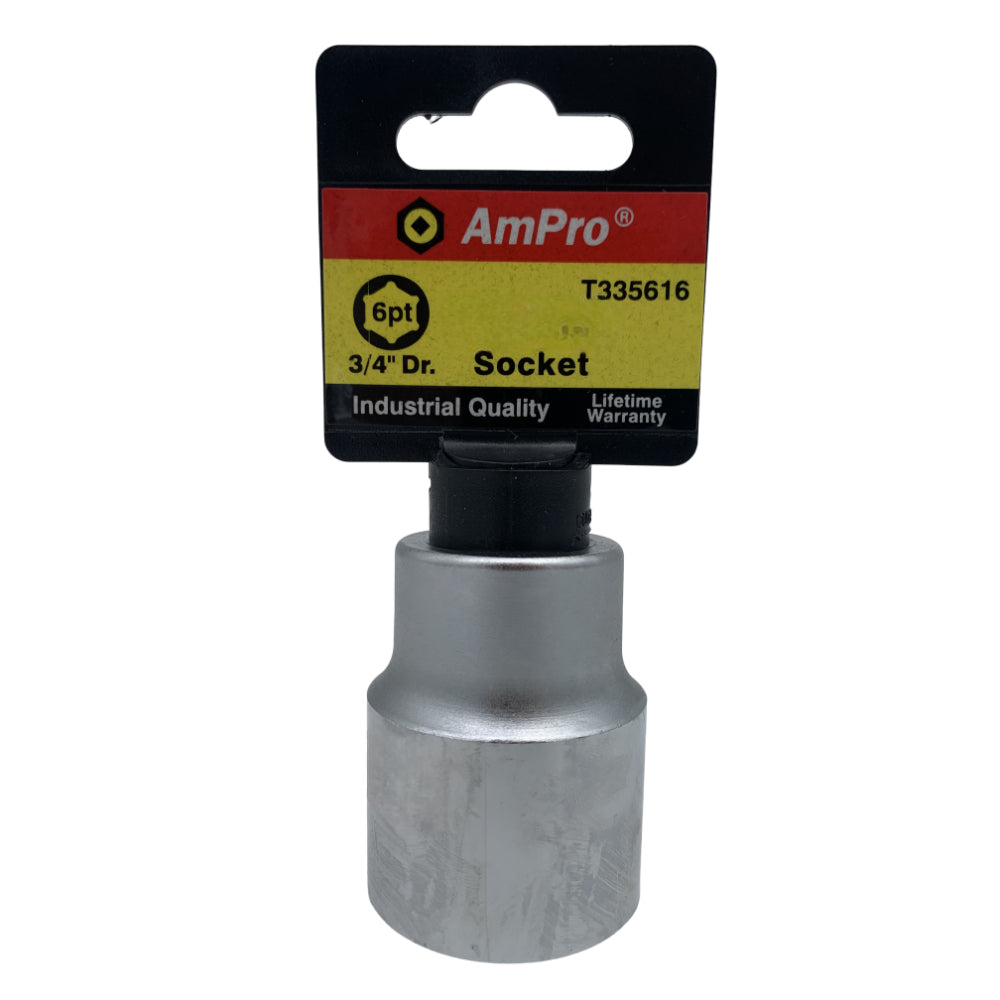 Copa milimetrica corta acero cromo vanadio cuadrante 3/4" x 6 puntos Ampro