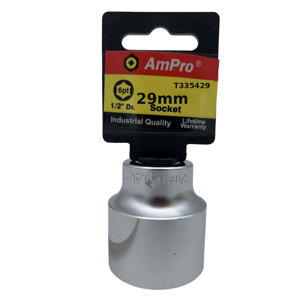 Copa milimetrica corta acero cromo vanadio cuadrante 1/2" x 6 puntos Ampro