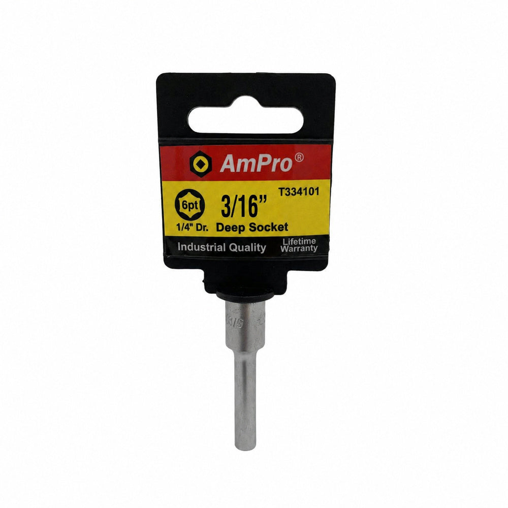 Copa en pulgadas larga acero cromo vanadio cuadrante 1/4" x 6 puntos Ampro