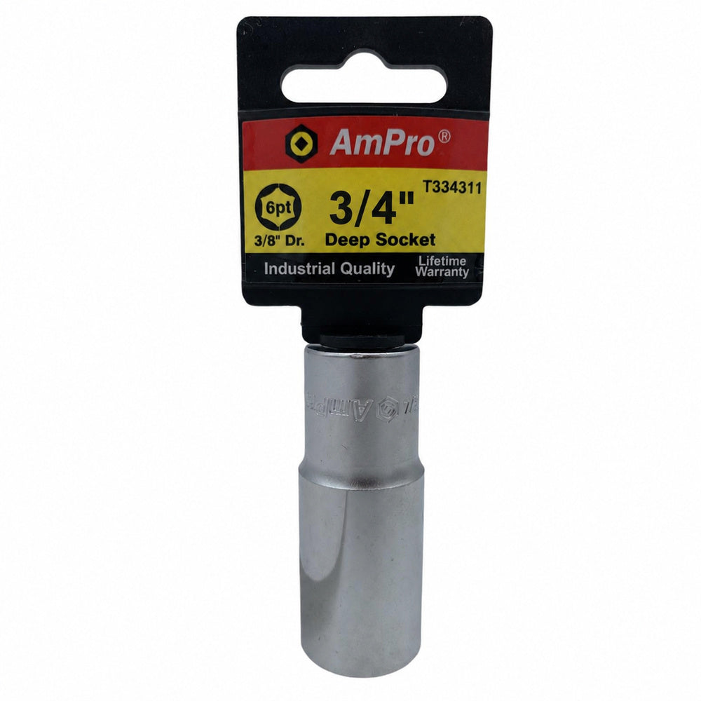 Copa en pulgadas larga acero cromo vanadio cuadrante 3/8" x 6 puntos Ampro