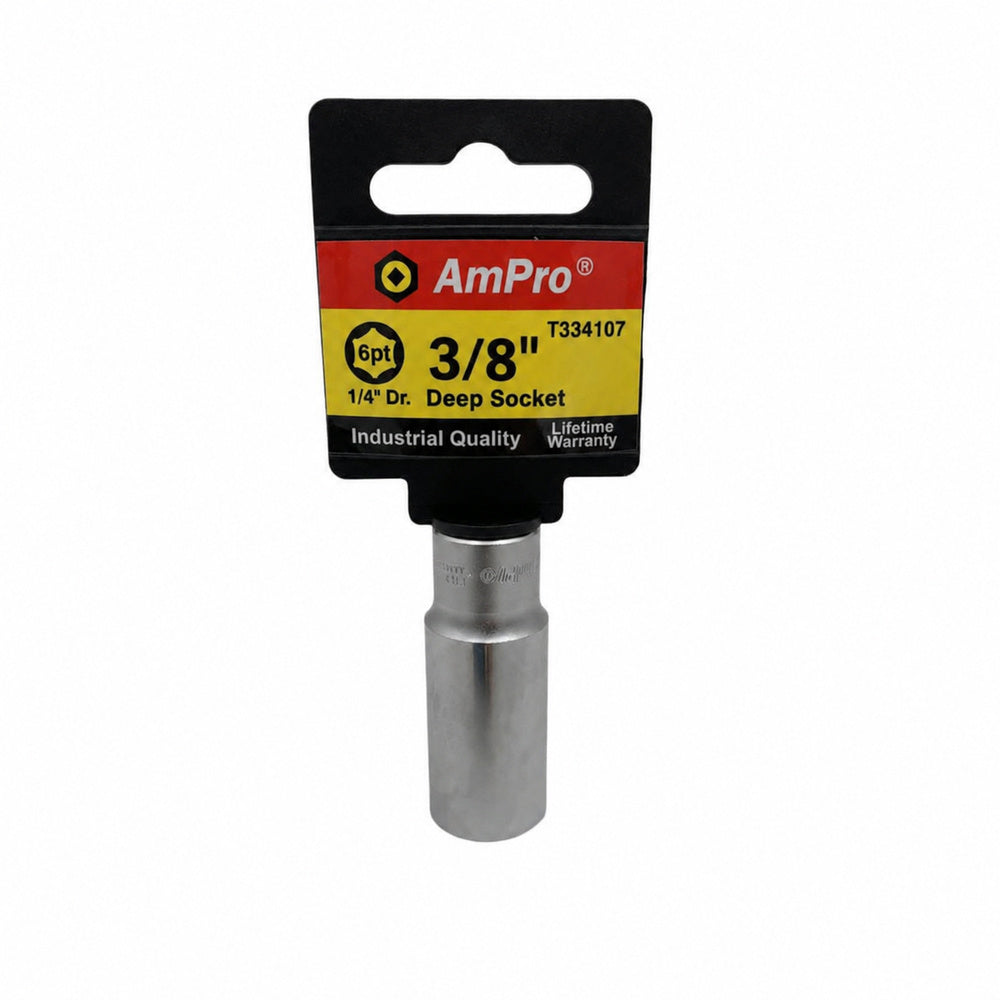 Copa en pulgadas larga acero cromo vanadio cuadrante 1/4" x 6 puntos Ampro