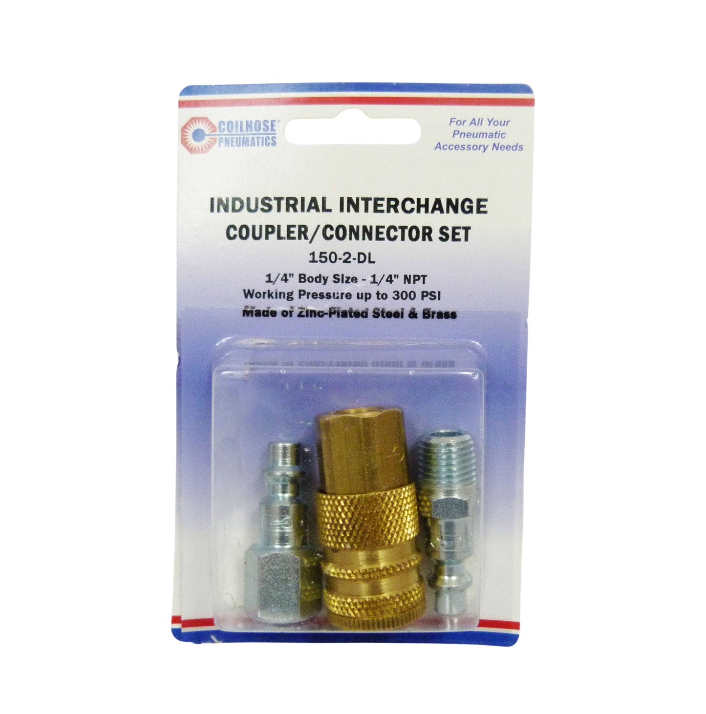 Juego de acoples 3 piezas 1/4, 1 fitting, 1 macho y 1 hembra 150-2-DL Coilhose