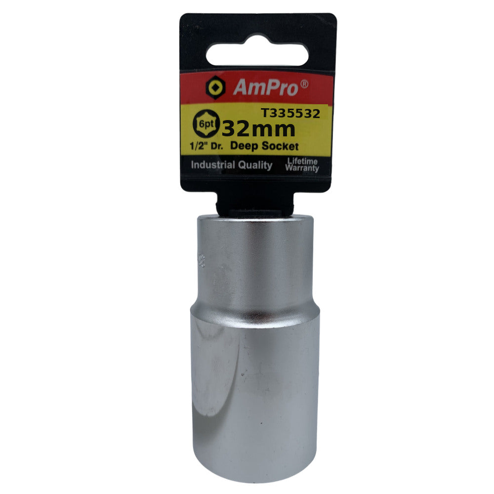 Copa milimetrica larga acero cromo vanadio cuadrante 1/2" x 6 puntos Ampro