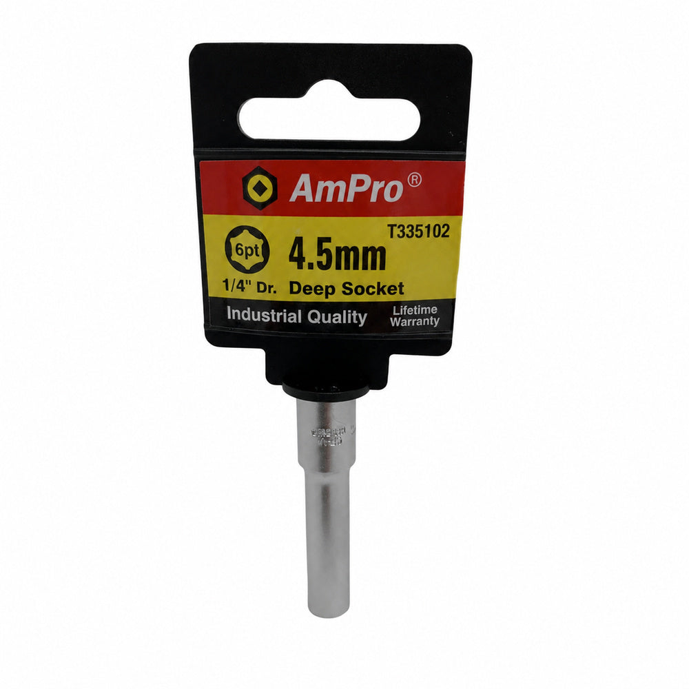 Copa milimetrica larga acero cromo vanadio cuadrante 1/4" x 6 puntos Ampro