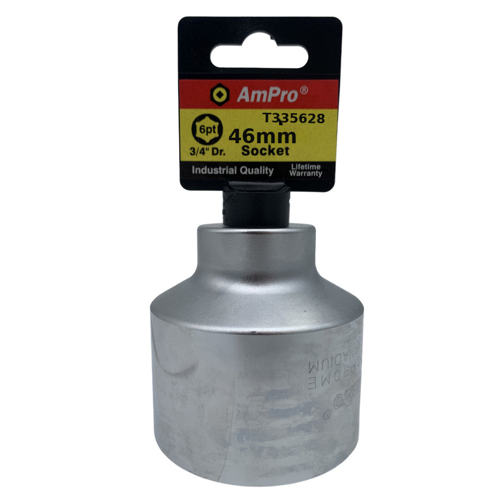 Copa milimetrica corta acero cromo vanadio cuadrante 3/4" x 6 puntos Ampro