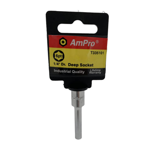 Copa milimetrica larga acero cromo vanadio cuadrante 1/4" x 6 puntos Ampro