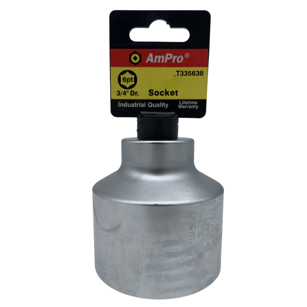 Copa milimetrica corta acero cromo vanadio cuadrante 3/4" x 6 puntos Ampro