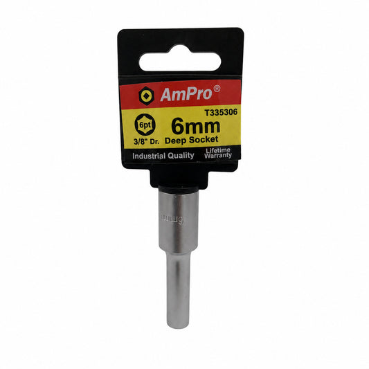Copa milimetrica larga acero cromo vanadio cuadrante 3/8" x 6 puntos Ampro