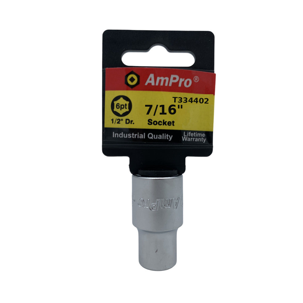 Copa en pulgadas corta acero cromo vanadio cuadrante 1/2" x 6 puntos Ampro
