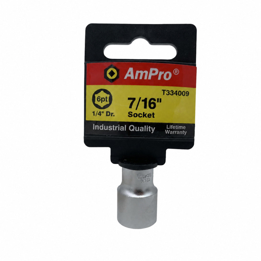 Copa corta en pulgadas acero cromo vanadio cuadrante 1/4" x 6 puntos Ampro