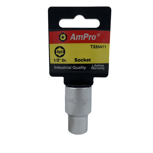 Copa milimetrica corta acero cromo vanadio cuadrante 1/2" x 6 puntos Ampro