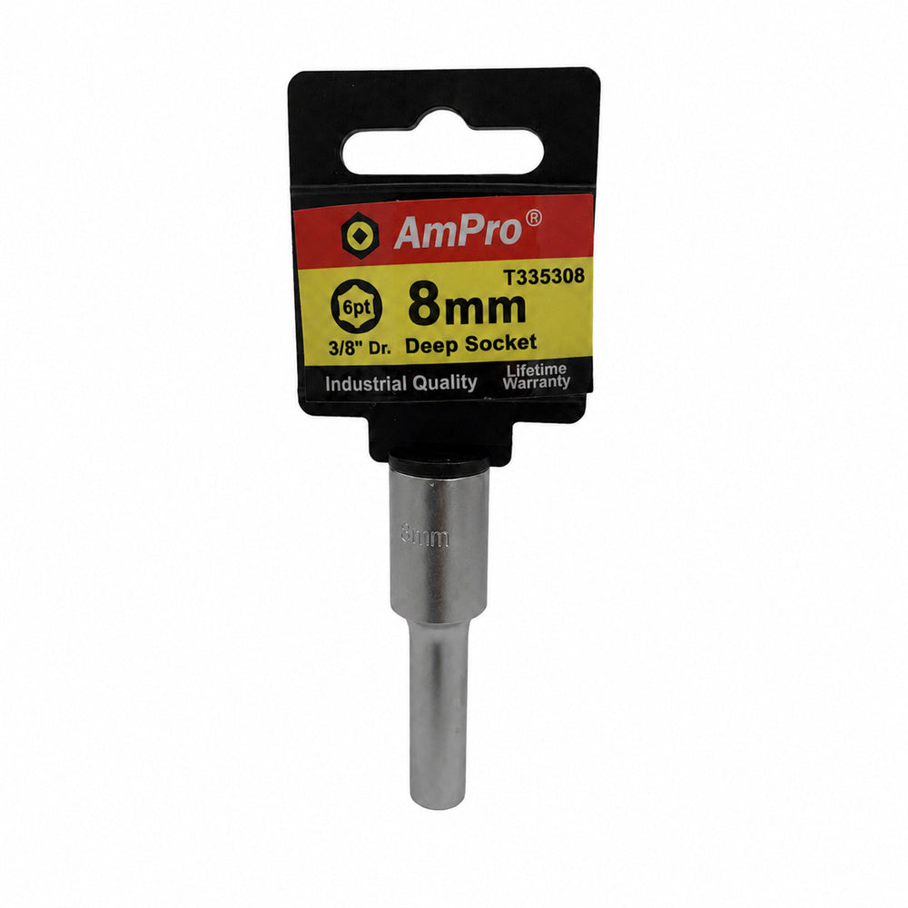 Copa milimetrica larga acero cromo vanadio cuadrante 3/8" x 6 puntos Ampro