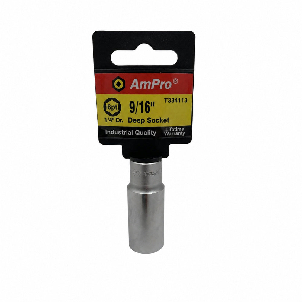 Copa en pulgadas larga acero cromo vanadio cuadrante 1/4" x 6 puntos Ampro
