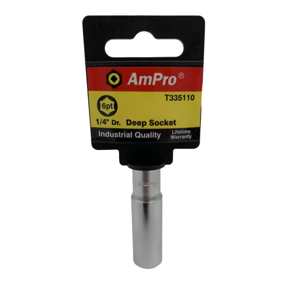 Copa milimetrica larga acero cromo vanadio cuadrante 1/4" x 6 puntos Ampro