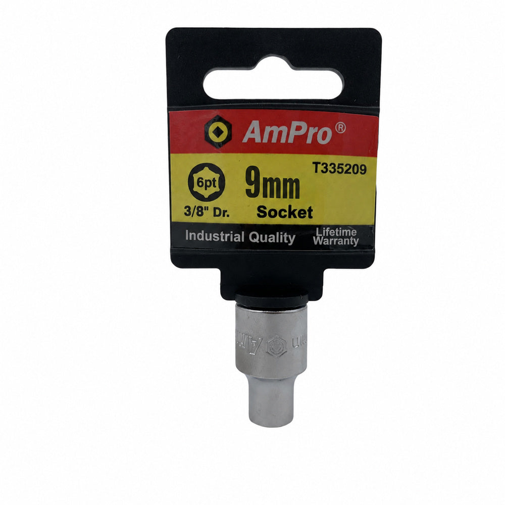 Copa milimetrica corta acero cromo vanadio cuadrante 3/8" x 6 puntos Ampro
