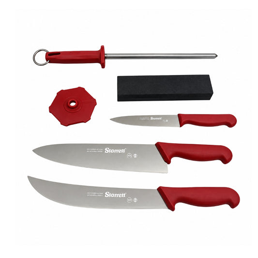 Juego de Cuchillos Barbecue 6 Piezas Mango Rojo Ref. BKK-6R